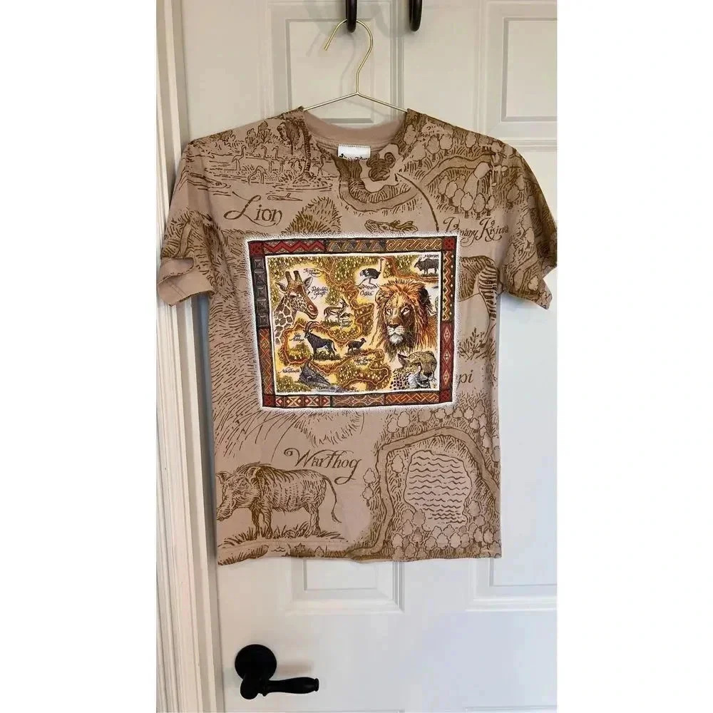 Vintage 90's Walt Disney World Safari Park The Animal‎ Kingdom AOP T-Shirt Small